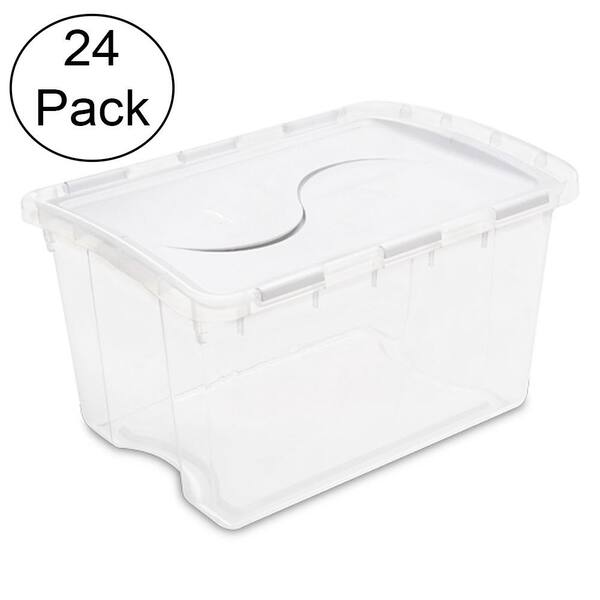 storage tote with hinged lid