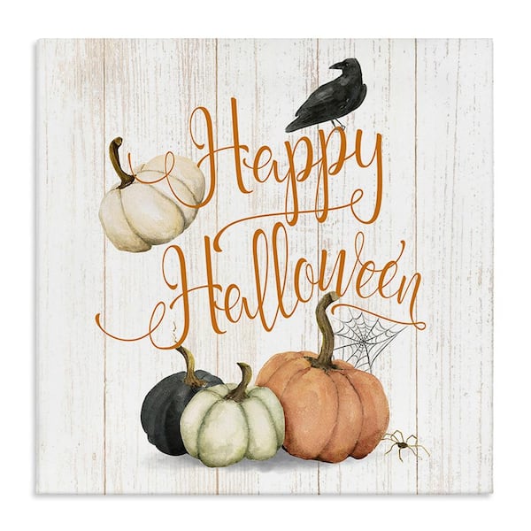 Stupell Industries Rustic Happy Halloween by Deane Beesley 1-Piece Unframed Graphic Print Typography Poster Art Print 17 in. x 17 in.