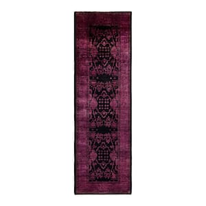 Black 3 ft. 1 in. x 9 ft. 9 in. Fine Vibrance One-of-a-Kind Hand-Knotted Area Rug
