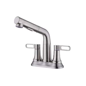 Centerset Double Handle Swivel Type with Pull Out Sprayer and Corrosion Resistant in Brushed Nickel