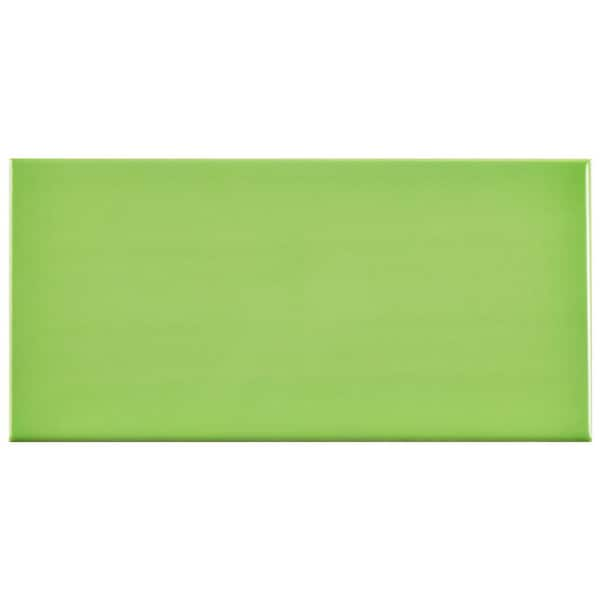 Merola Tile Park Slope Subway Kiwi Green 3 in. x 6 in. Ceramic Wall Tile (19.18 sq. ft. / case)