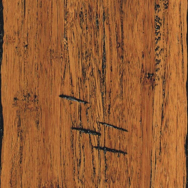 HOMELEGEND Antiqued Medium Brown 3/8 in. T x 5.1 in. W Hand Scraped Strand Woven Bamboo Flooring (25.6 sqft/case)