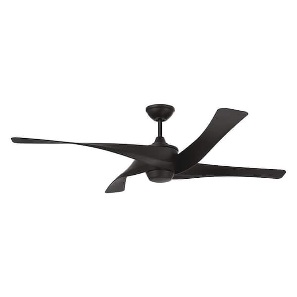 Venn 58 in. Flat Black Finish Downrod Mount Standard Indoor/Outdoor Ceiling Fan w/ Wall Control Included
