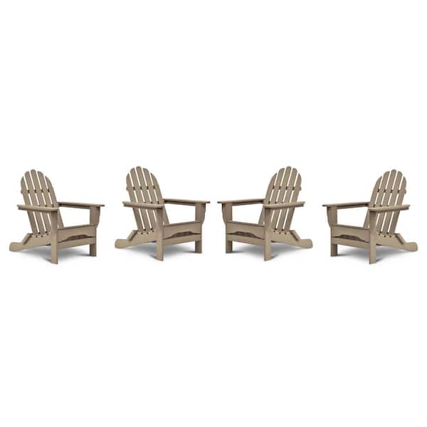 DUROGREEN Icon Weathered Wood Recycled Plastic Adirondack Chair (4-Pack)