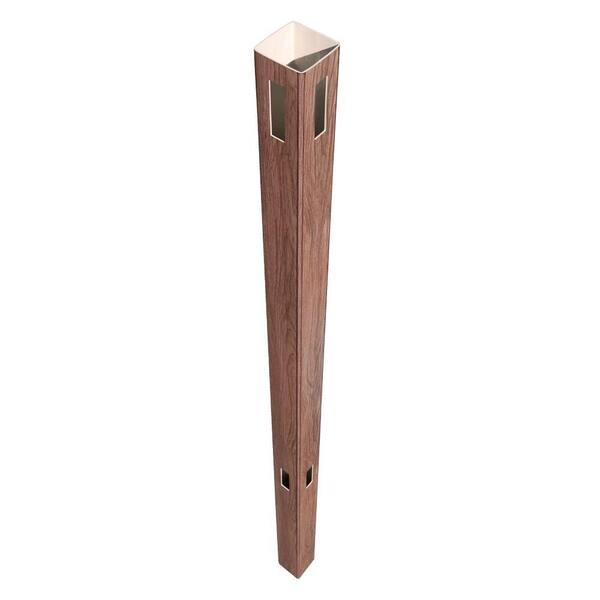 Veranda Pro Series 5 in. x 5 in. x 8-1/2 ft. Walnut Vinyl Anaheim Routed Fence Corner Post