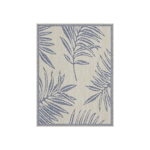 Liana Ivory and Blue 2 ft. x 3 ft. Indoor/Outdoor Area Rug