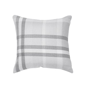 Tartan Charcoal Square Outdoor Accent Throw Pillow