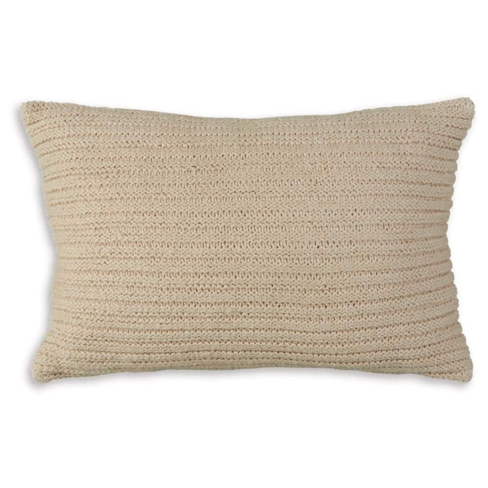 Tan Ribbed Rectangular Cotton Pillow