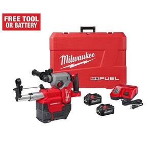 M18 FUEL 18V Lithium-Ion Brushless 1 in. Cordless SDS-Plus Rotary Hammer/Dust Extractor Kit, Two 6.0 Ah Batteries