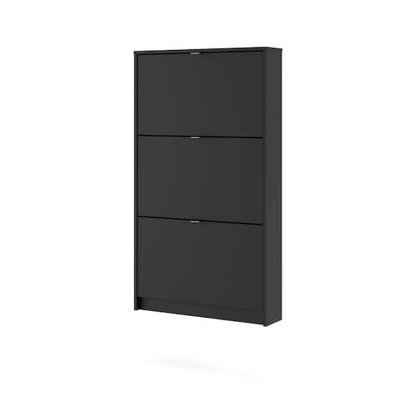 66.9 in. H x 18.5 in. W Mirrored Glossy Rectangle Tall Black Shoe Storage Cabinet Fits Up to 10 Shoes