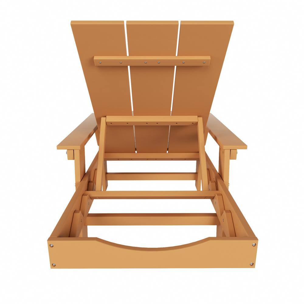 Teak Poly Reclining All Weather Chaise Lounge with Arms and Wheels