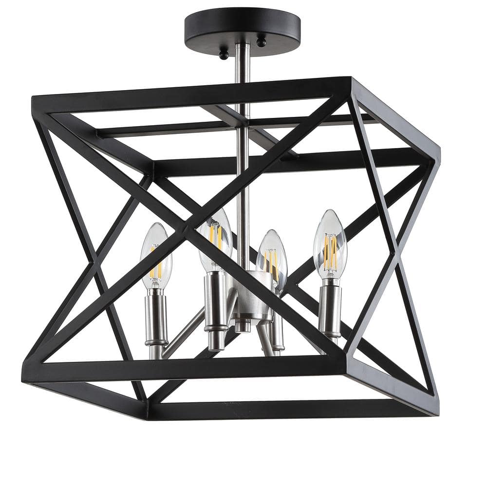 Safavieh Matias 13-in Black/Nickel Modern/Contemporary LED Semi-flush Mount Light