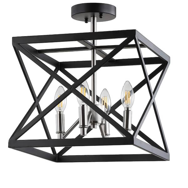 Safavieh Matias 13-in Black/Nickel Modern/Contemporary LED Semi-flush Mount Light