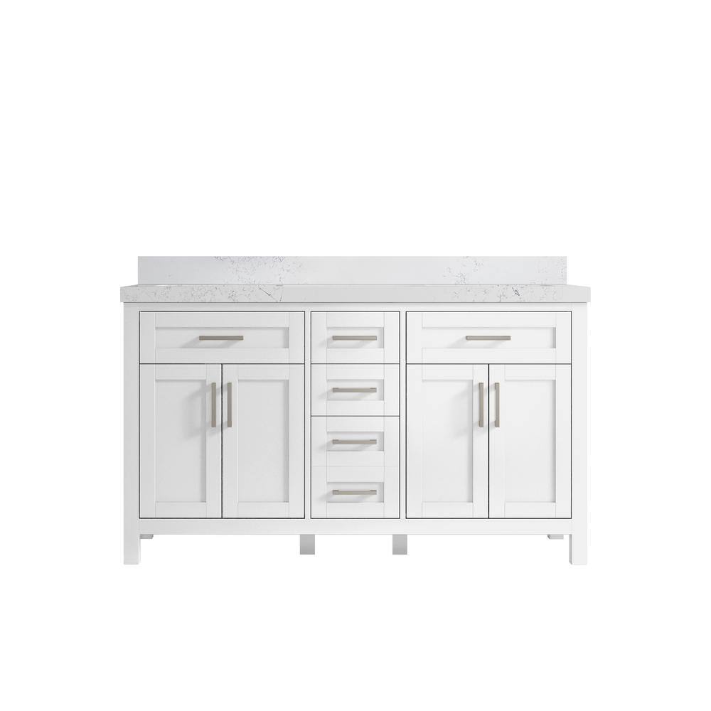 Willow Collections Cambridge 60 in. W x 22 in. D x 36 in. H Double Sink  Bath Vanity in White with 2 in. Empira Quartz Top CAM_WH_EMP_WT_60D - The  Home 