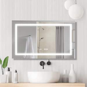 40 in. W x 24 in. H Rectangular Frameless Wall Mounted Dimmable Anti-Fog LED Bathroom Vanity Mirror with Night Light