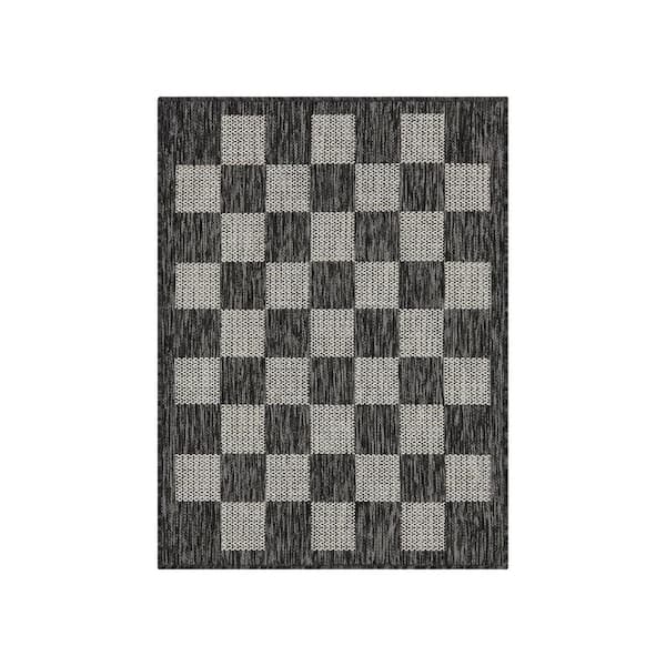 Daisy Black and Ivory 2 ft. x 3 ft. Indoor/Outdoor Area Rug