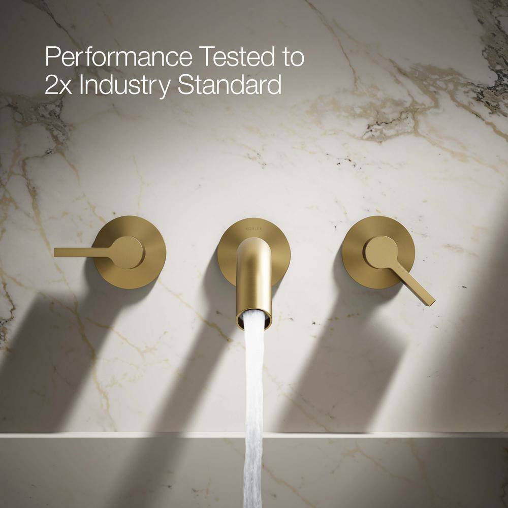 Vibrant Brushed Brass Wall-Mount Bathroom Faucet Spout