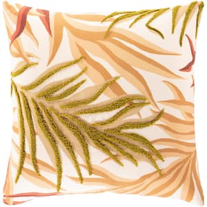 Zavala Burnt Orange Botanical Print Polyester Fill 18 in. x 18 in. Decorative Pillow