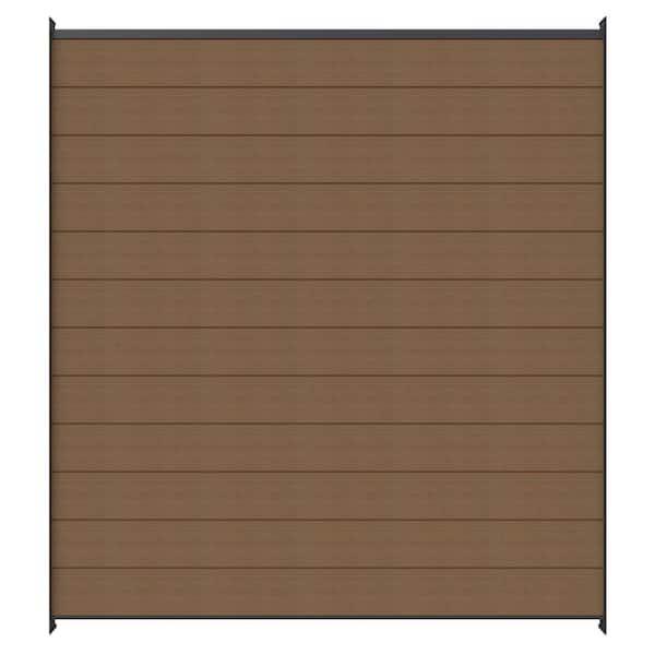 UltraEasy Flat Style Enclosures 6 ft. x 6 ft. Peruvian Teak Composite Horizontal Fence Panel Kit with Gray Frame