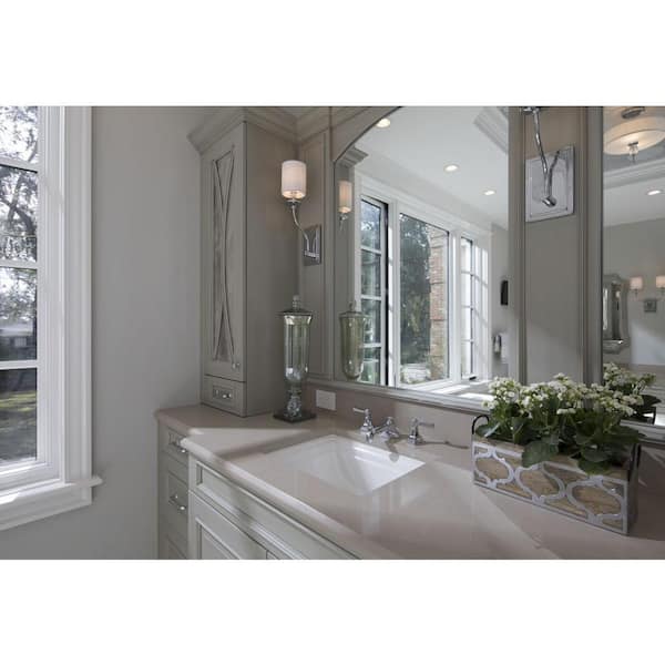 Progress Lighting Bonita Collection 1-Light Polished Chrome Wall Sconce with White Linen Shade