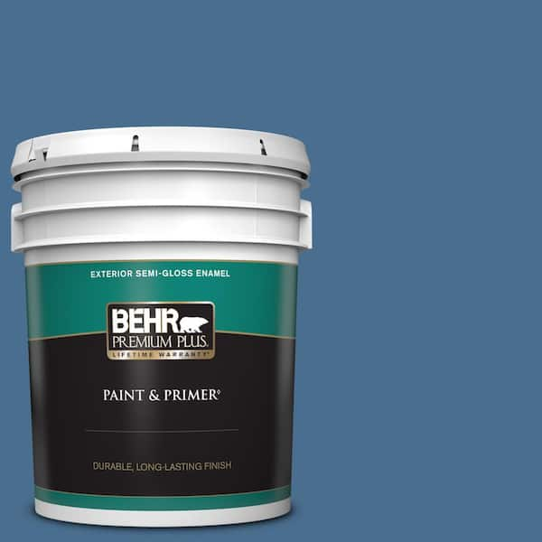 BEHR PREMIUM PLUS 5 gal. #M510-5 Sailors Bay Semi-Gloss Enamel Exterior Paint & Primer