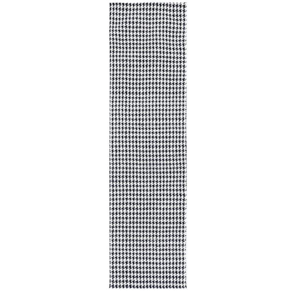 SAFAVIEH Marbella Black/Ivory 2 ft. x 9 ft. Houndstooth Runner Rug