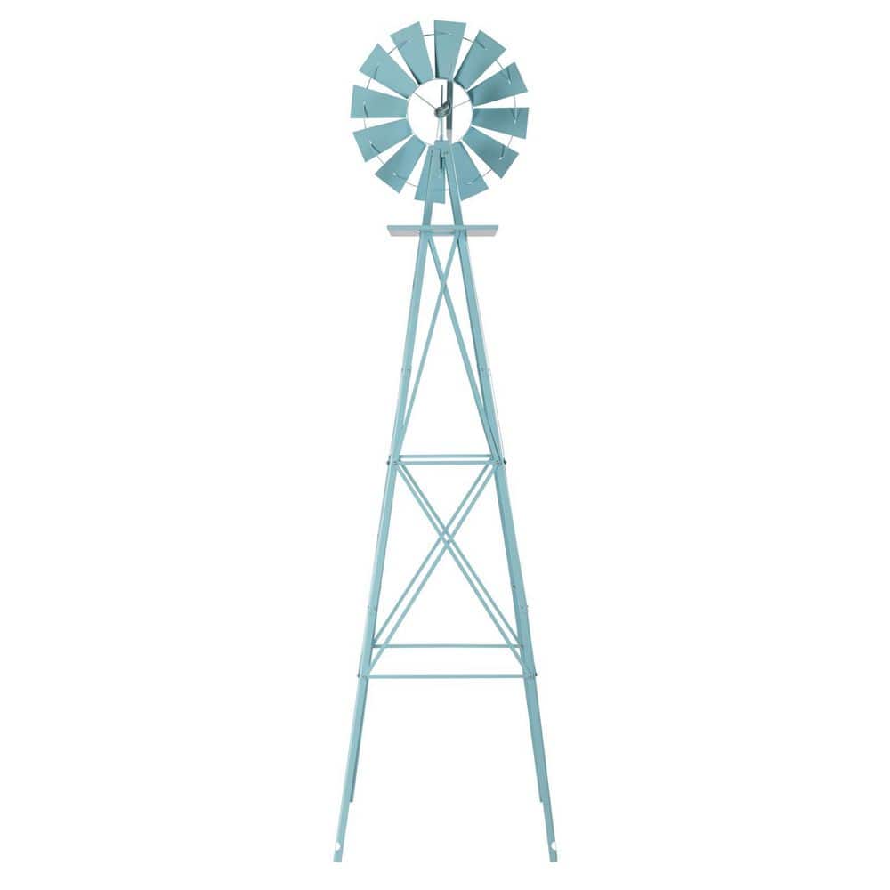 Karl home 8 ft. Blue Ornamental Windmill Garden Metal Wind Spinner ...