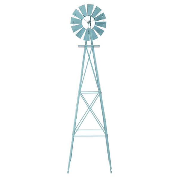Karl home 8 ft. Blue Ornamental Windmill Garden Metal Wind Spinner