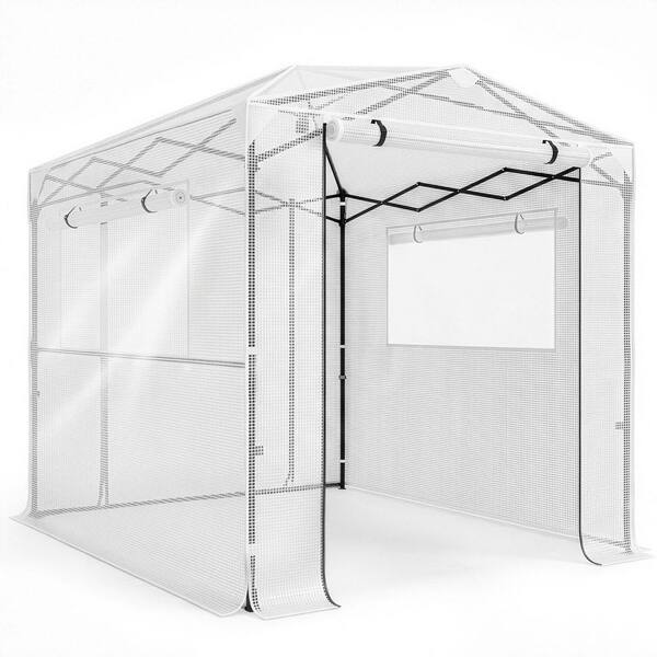 Karl home 6 x 8 ft. Double Side Windows White PE Greenhouse with