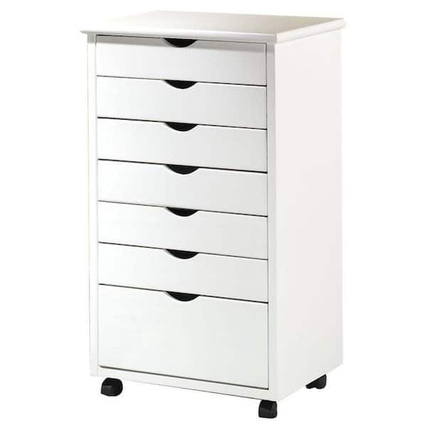 Home Decorators Collection Stanton Wide 7-Drawer Cart in White