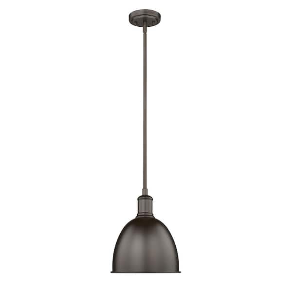Unbranded Sawyer 8.25 in. 1-Light Bronze Industrial Pendant with an Iron Shade