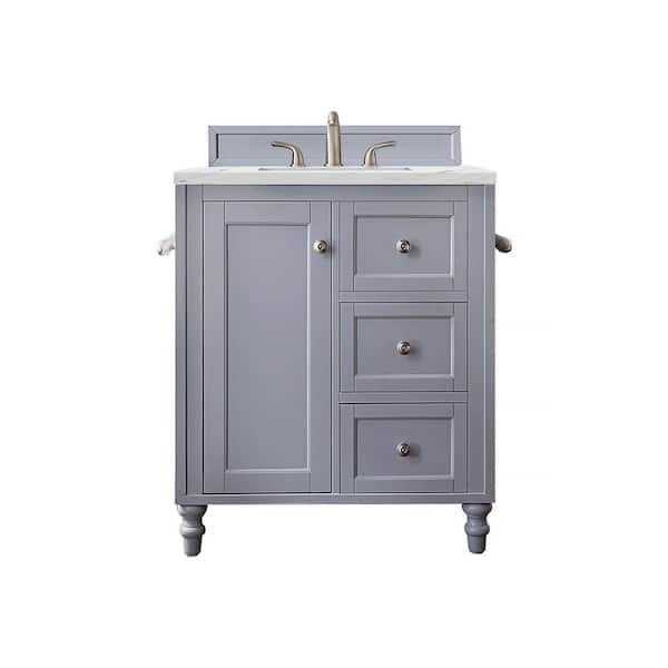 James Martin Vanities Copper Cove Encore 30.0 in. W x 23.5 in. D x 36.3 in. H Bathroom Vanity in Silver Gray with Ethereal Noctis Quartz Top