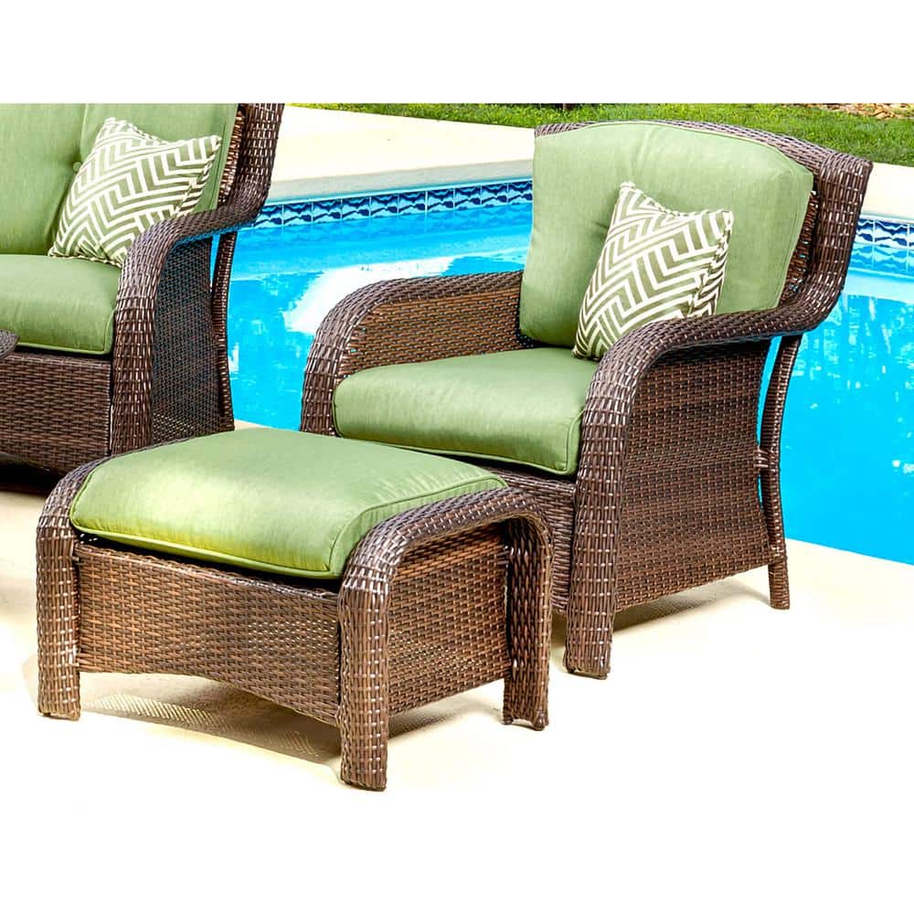 Strathmere Cilantro Green Wicker and Steel 6-Piece Outdoor Loveseat Set
