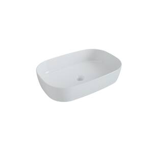 21.2 in. Ceramic Rectangular Vessel Bathroom Sink in White