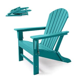 Blue Folding Plastic Outdoor Patio Adirondack Chair