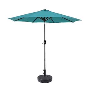 Harris 9 ft. Market Patio Umbrella in Turquoise with Black Round Hard Plastic Base
