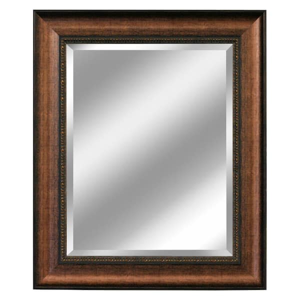 Deco Mirror 31 in. W x 37 in. H Framed Rectangular Beveled Edge Bathroom Vanity Mirror in Copper