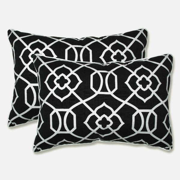 Pillow Perfect Black Rectangular Outdoor Lumbar Throw Pillow 2-Pack