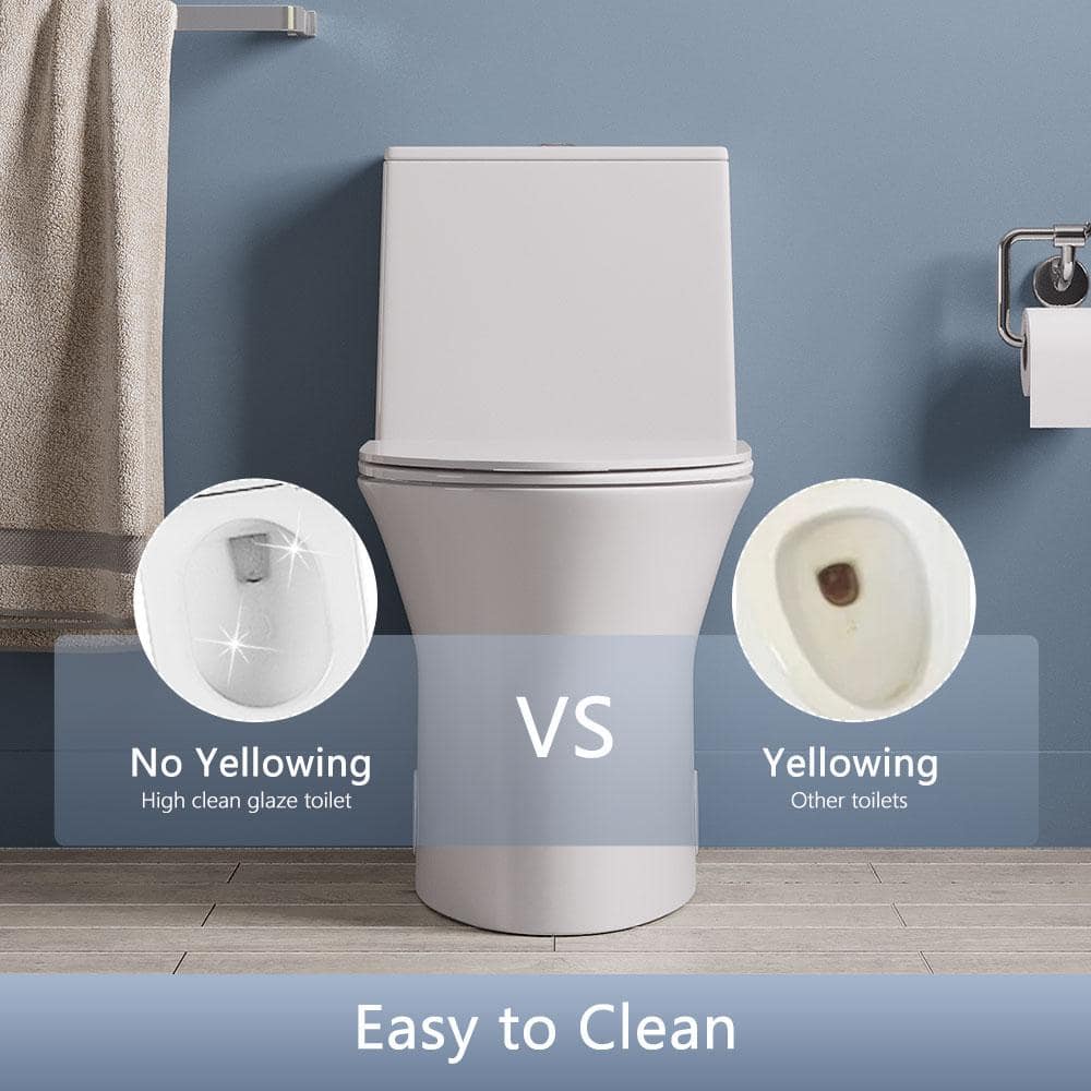 White Ceramic Elongated Dual Flush One-Piece Toilet