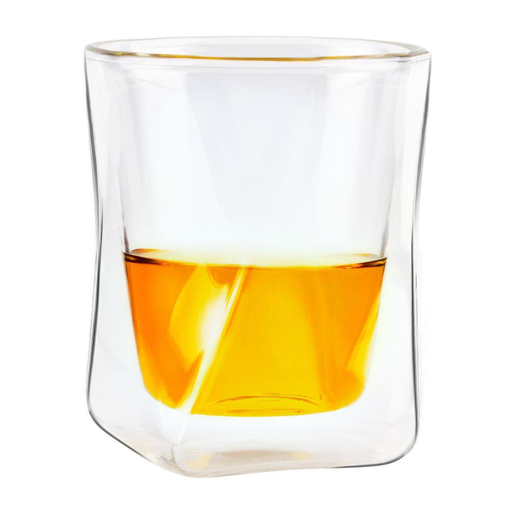 Modern 10 oz Clear Insulated Double Wall Whiskey Glass Set