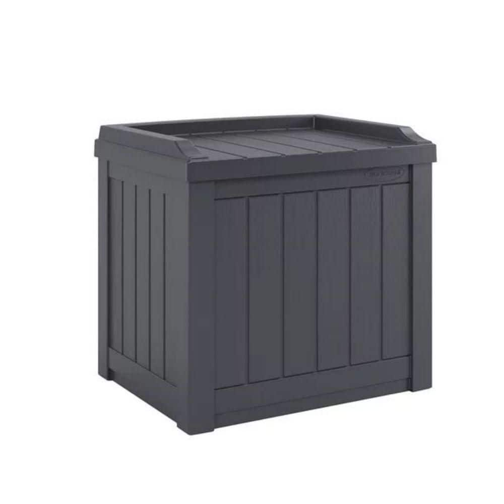 22 Gal. Resin Wicker Deck Box - Seat, Black 892049286 - The Home Depot