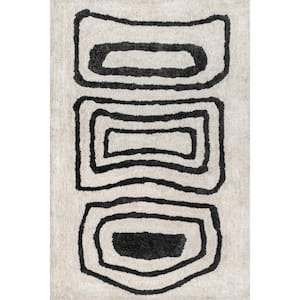 Mica Ivory 9 ft. x 12 ft. Geometric Shag Area Rug