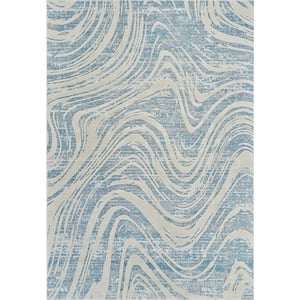 Nomad Blue Beige 7 ft. x 10 ft. Coastal Abstract Indoor Area Rug