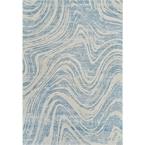 Rug Branch Nomad Blue Beige 7 ft. x 10 ft. Coastal Abstract Indoor Area Rug