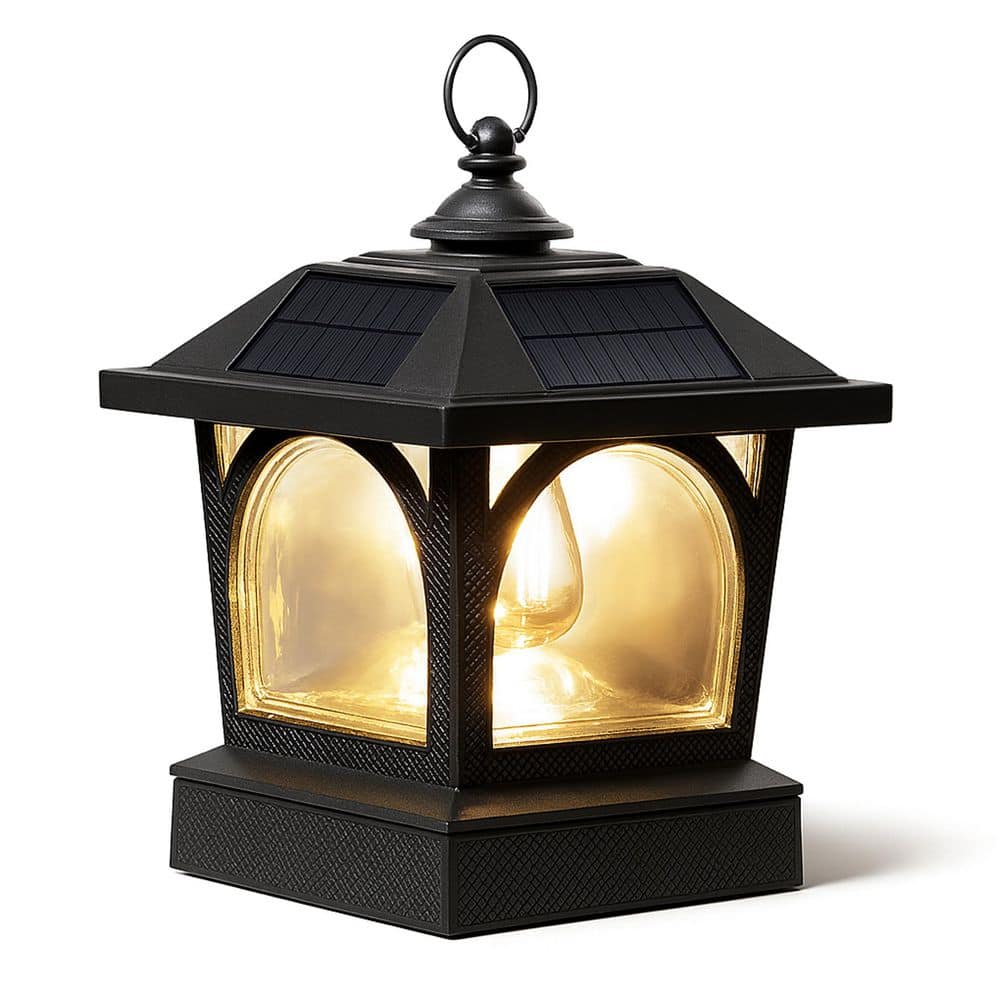 CLASSY CAPS Edison Solar Black Aluminum LED Fits 5 Post Sizes