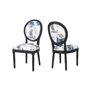Hiro Traditional Multi-Colored Floral Fabric Armless Dining Chairs (Set of 2)