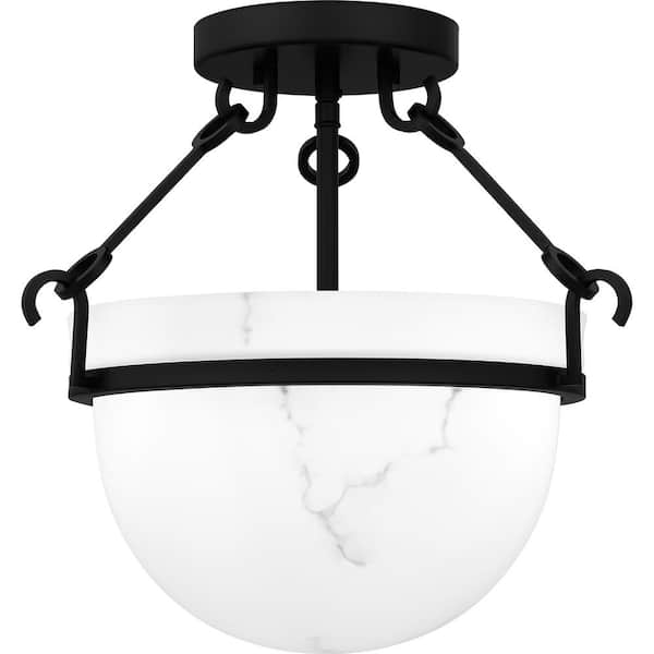 Quoizel Danyon 14 In. Matte Black Semi-Flush Mount