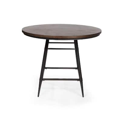 Stubben 45 in. Round Weathered Gray Counter Dining Table