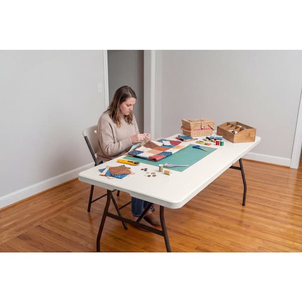 HDX 6 ft. Almond Resin Top Indoor/Outdoor Rectangular Folding