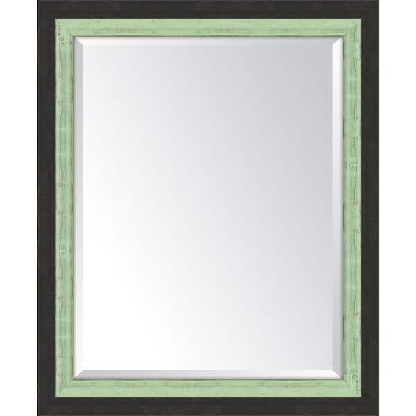 Melissa Van Hise Medium Rectangle Slate Black/Mint Beveled Glass Casual Mirror (28 in. H x 34 in. W)